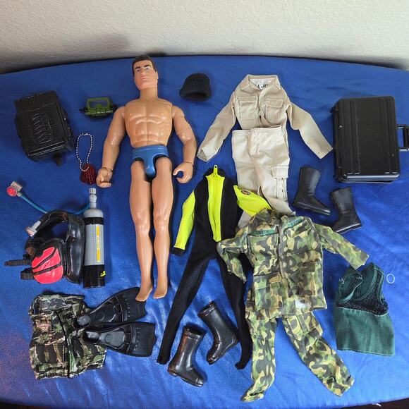 Hasbro Other - Vintage 1993 GI Joe Action Man Scuba Diver 1:6 Scale 12" Doll + Extras Bundle